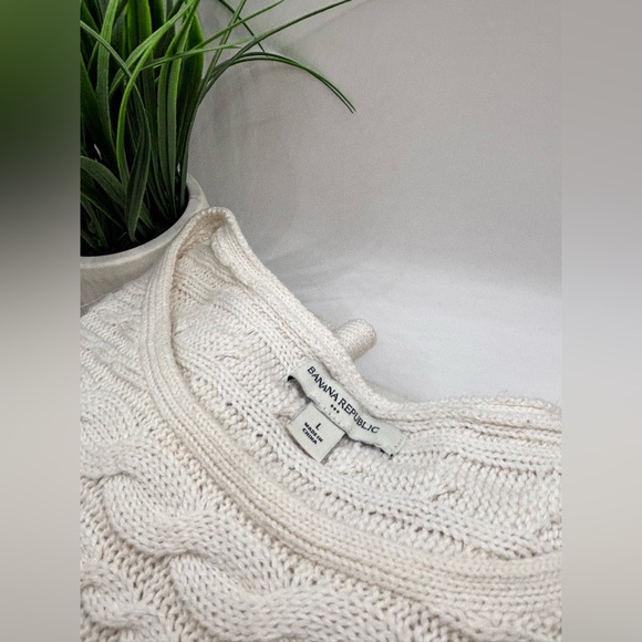 Banana Republic Sweaters - Banana Republic Women's Soft Cream Cable Knit Cowl Neck Sweater LARGE